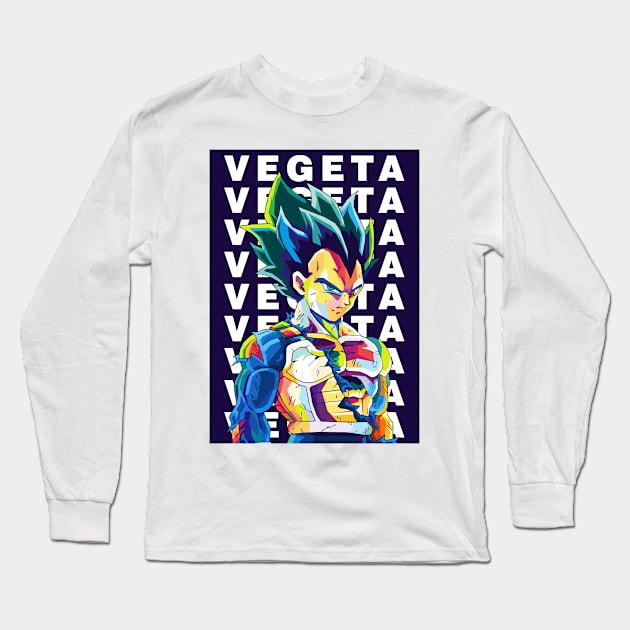 Vegeta Wpap Pop Art Long Sleeve T-Shirt by SiksisArt